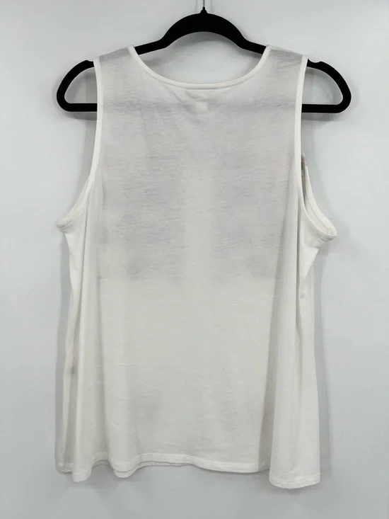 J. Jill Embroidered Sleeveless Knit Tank Top Tassel Tie Floral White Boho Medium - Picture 10 of 14